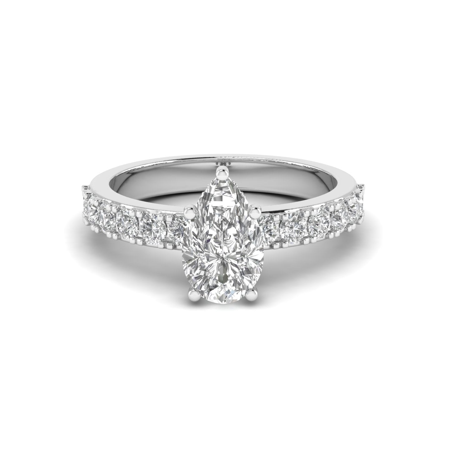 White Gold Studded 2.116 Carat Lab Grown Diamond Ring-F Color VS1 Clarity.